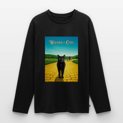 Wizard of Cats – Der gelbe Weg gehört Krümel | Männer Premium Bio Langarmshirt - Schwarz