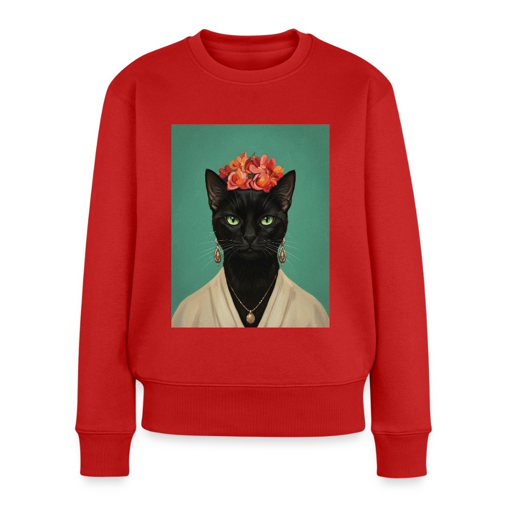 Frida Katze – Künstlerisches Katzenporträt | Frauen Premium Pullover - Rot