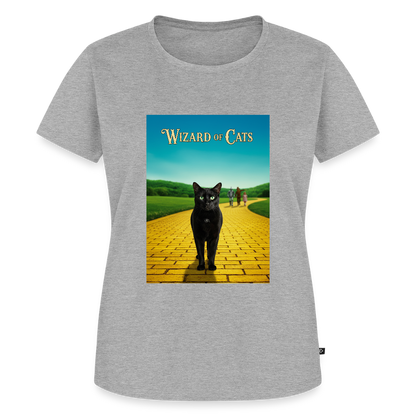 Wizard of Cats – Der gelbe Weg gehört Krümel | Frauen Premium T-Shirt - Grau meliert