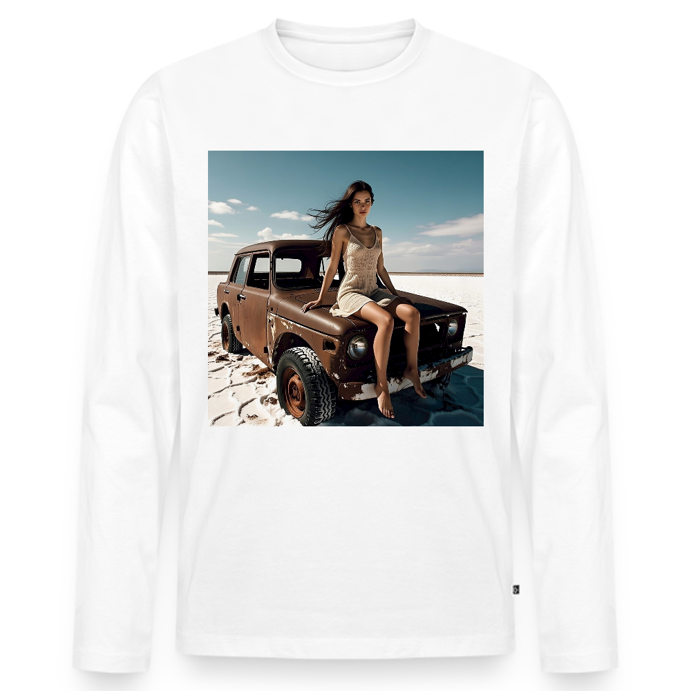 Warten auf irgendwas | Männer Premium Bio Langarmshirt - Weiß