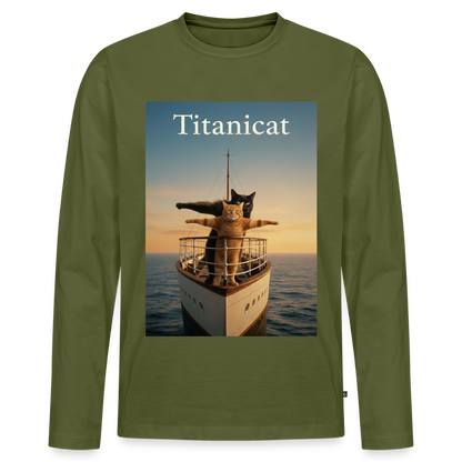 Titanicat – Ich bin der König der Kratzbäume | Männer Premium Bio Langarmshirt - Khaki