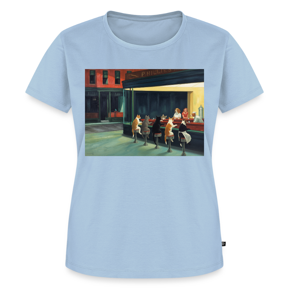 Wenn Hopper Katzen gemalt hätte | Frauen Premium T-Shirt - Hellblau