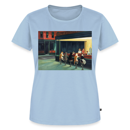 Wenn Hopper Katzen gemalt hätte | Frauen Premium T-Shirt - Hellblau