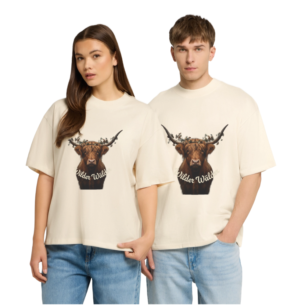 Wilder Wälder – Schwarzwald Highland Rind | Stanley/Stella Oversized Unisex Bio T-Shirt Blaster - Natur
