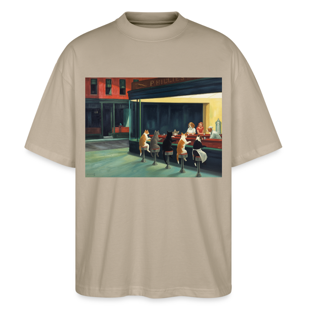 Wenn Hopper Katzen gemalt hätte | Stanley/Stella Oversized Unisex Bio T-Shirt Blaster - Steingrau