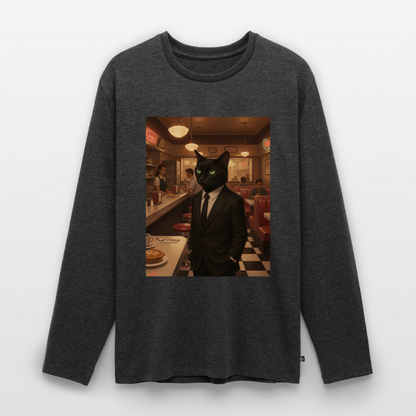 Krümel – Royale mit Pfote | Männer Premium Bio Langarmshirt - Anthrazit meliert