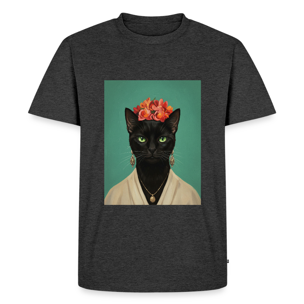 Frida Katze – Künstlerisches Katzenporträt | Premium Herren T-Shirt - heather anthracite