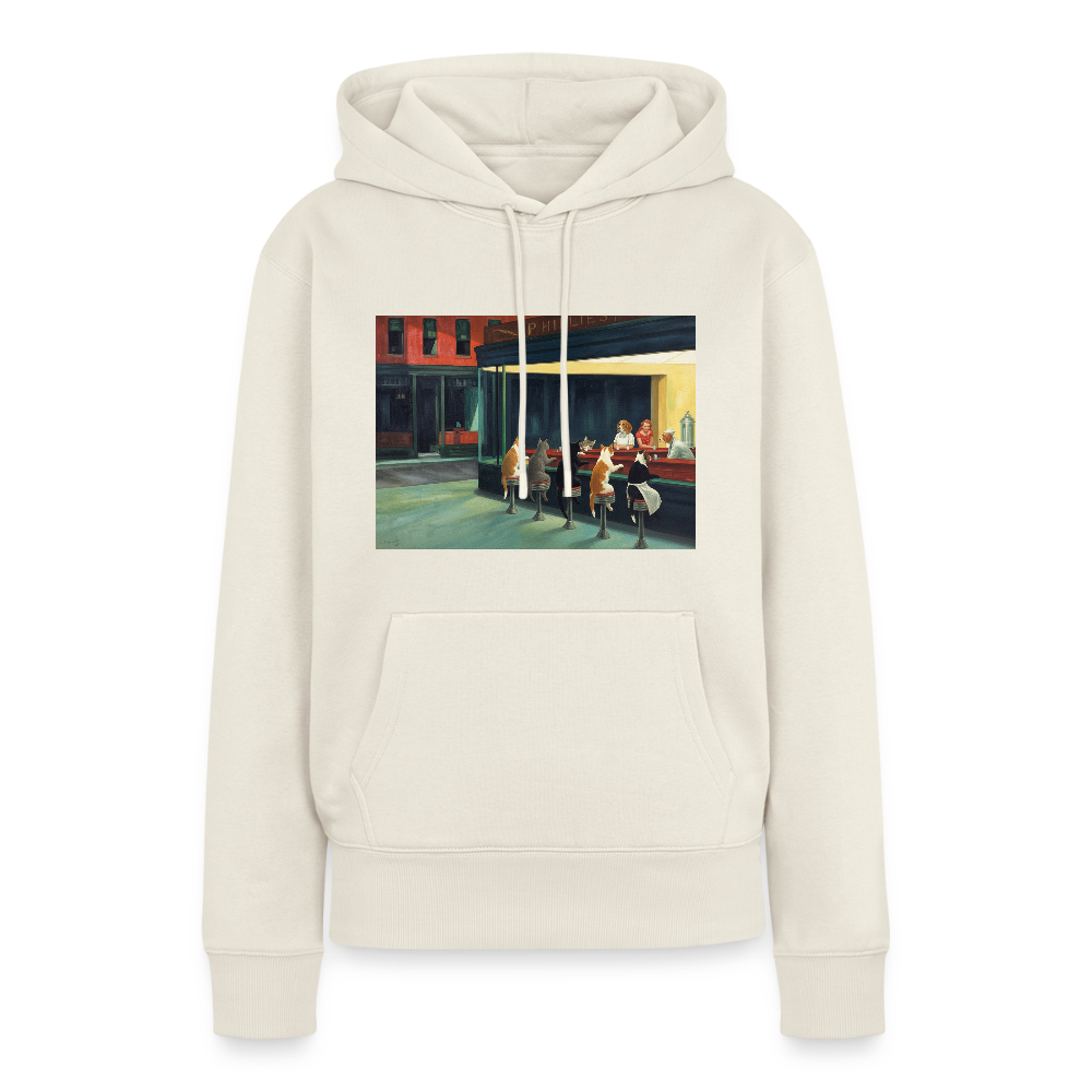 Wenn Hopper Katzen gemalt hätte | Frauen Premium Hoodie - Naturweiß