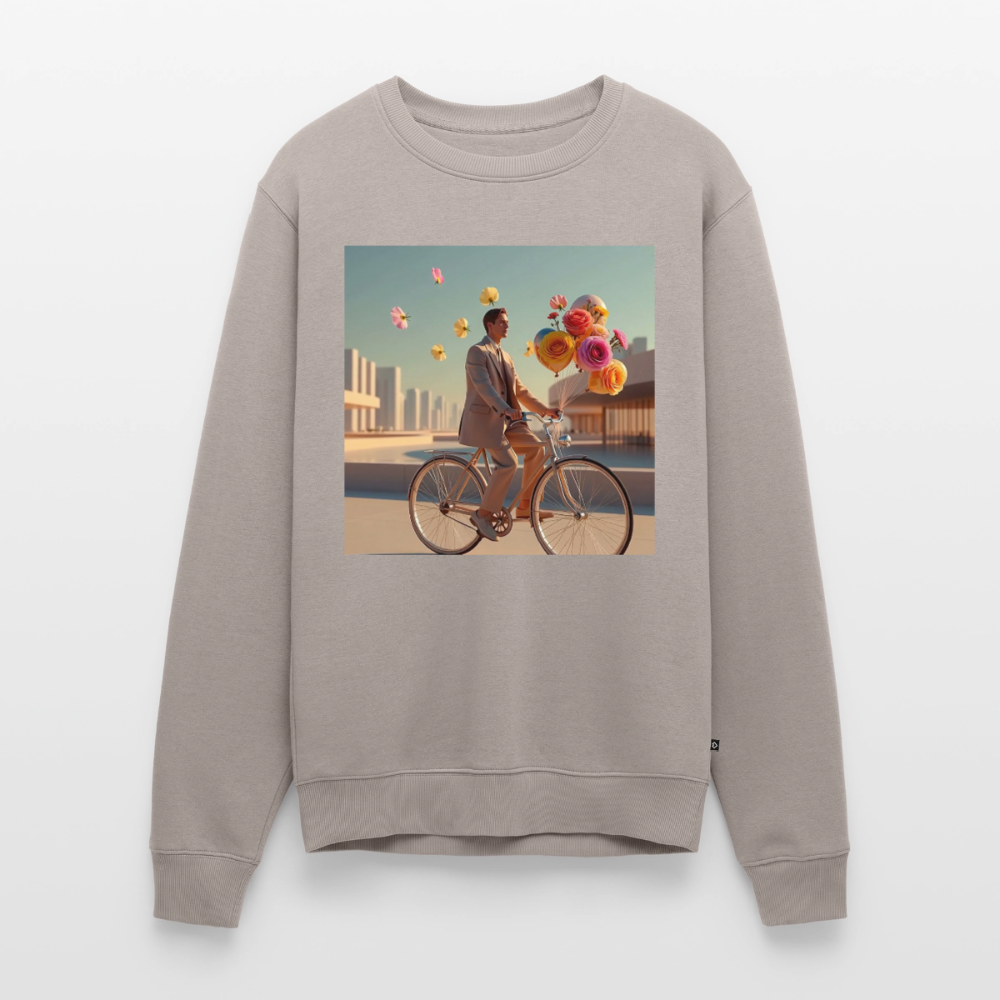 Fahrt ins Ungewisse (mit Blumen) |  Männer Premium Pullover - Taupe