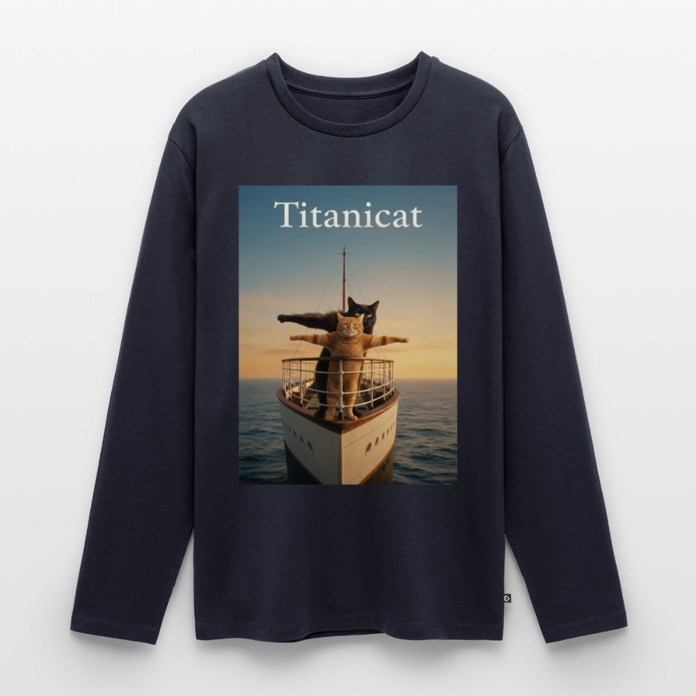 Titanicat – Ich bin der König der Kratzbäume | Männer Premium Bio Langarmshirt - Navy