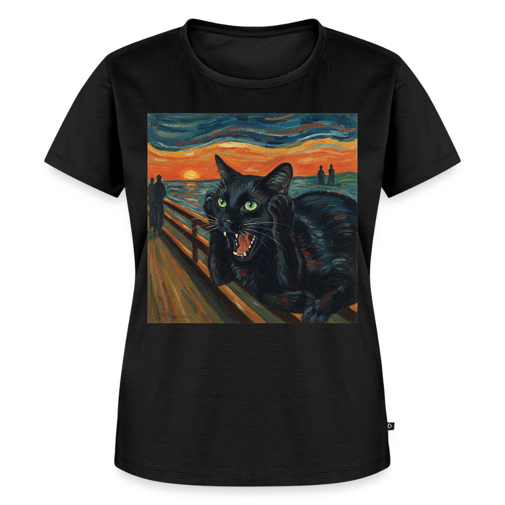 Der Schrei… aber die Katze hat’s zuerst gemerkt | Frauen Premium T-Shirt - Schwarz