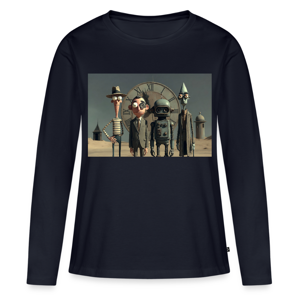 Pünktlich zu spät – Die seltsame Gesellschaft | Frauen Premium Bio Langarmshirt - Navy