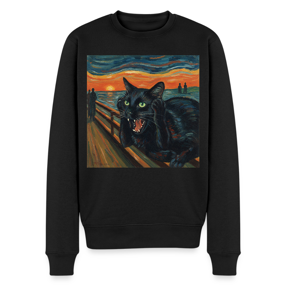 Der Schrei… aber die Katze hat’s zuerst gemerkt |  Männer Premium Pullover - Schwarz
