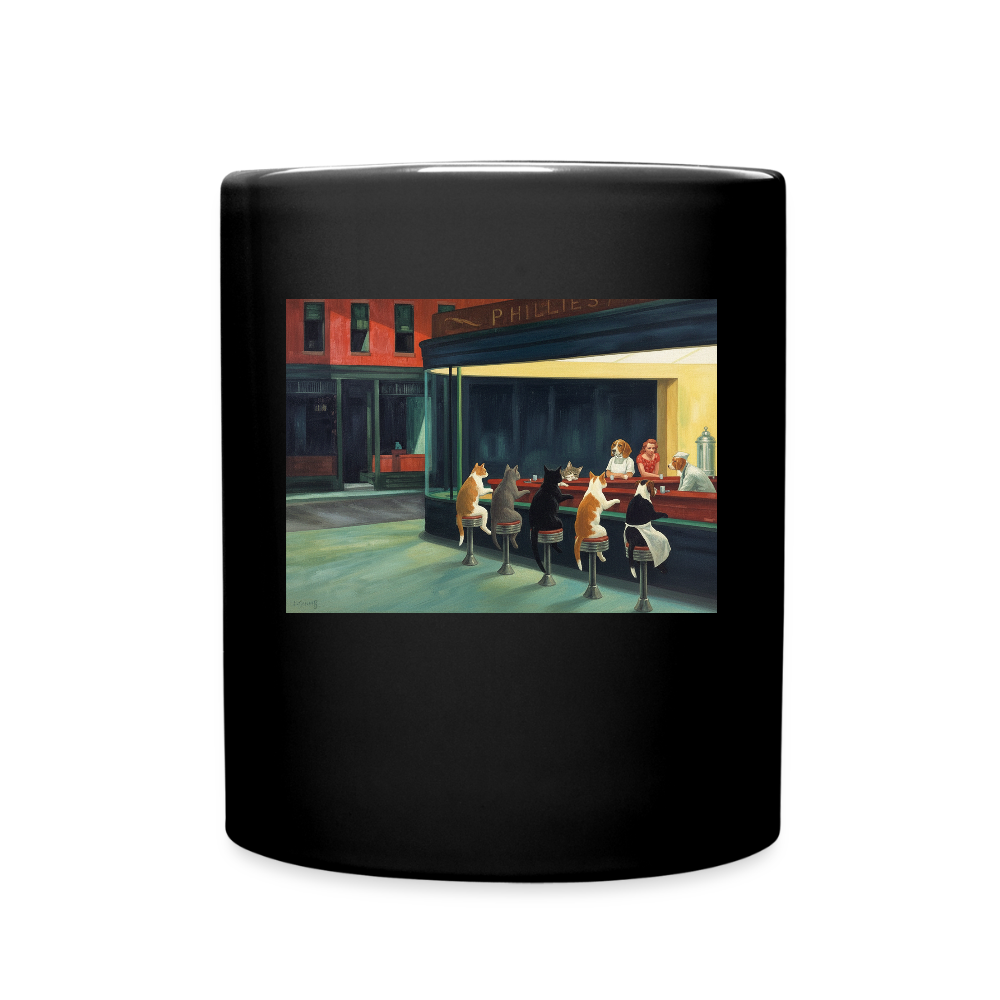 Wenn Hopper Katzen gemalt hätte | Tasse einfarbig - Schwarz