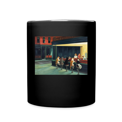 Wenn Hopper Katzen gemalt hätte | Tasse einfarbig - Schwarz