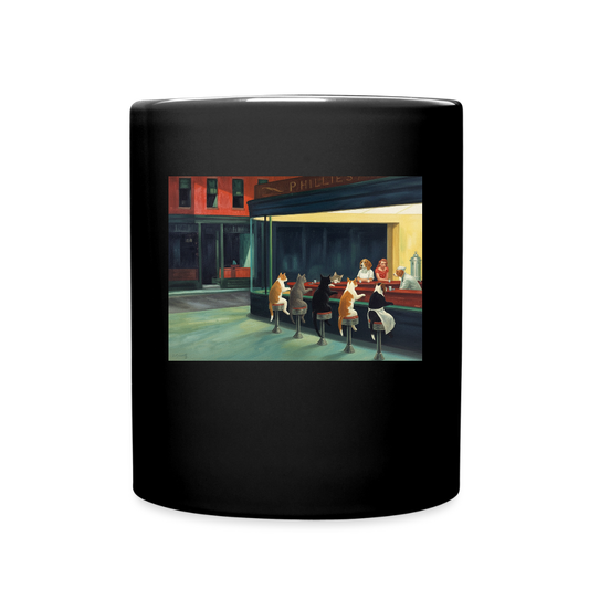 Wenn Hopper Katzen gemalt hätte | Tasse einfarbig - Schwarz