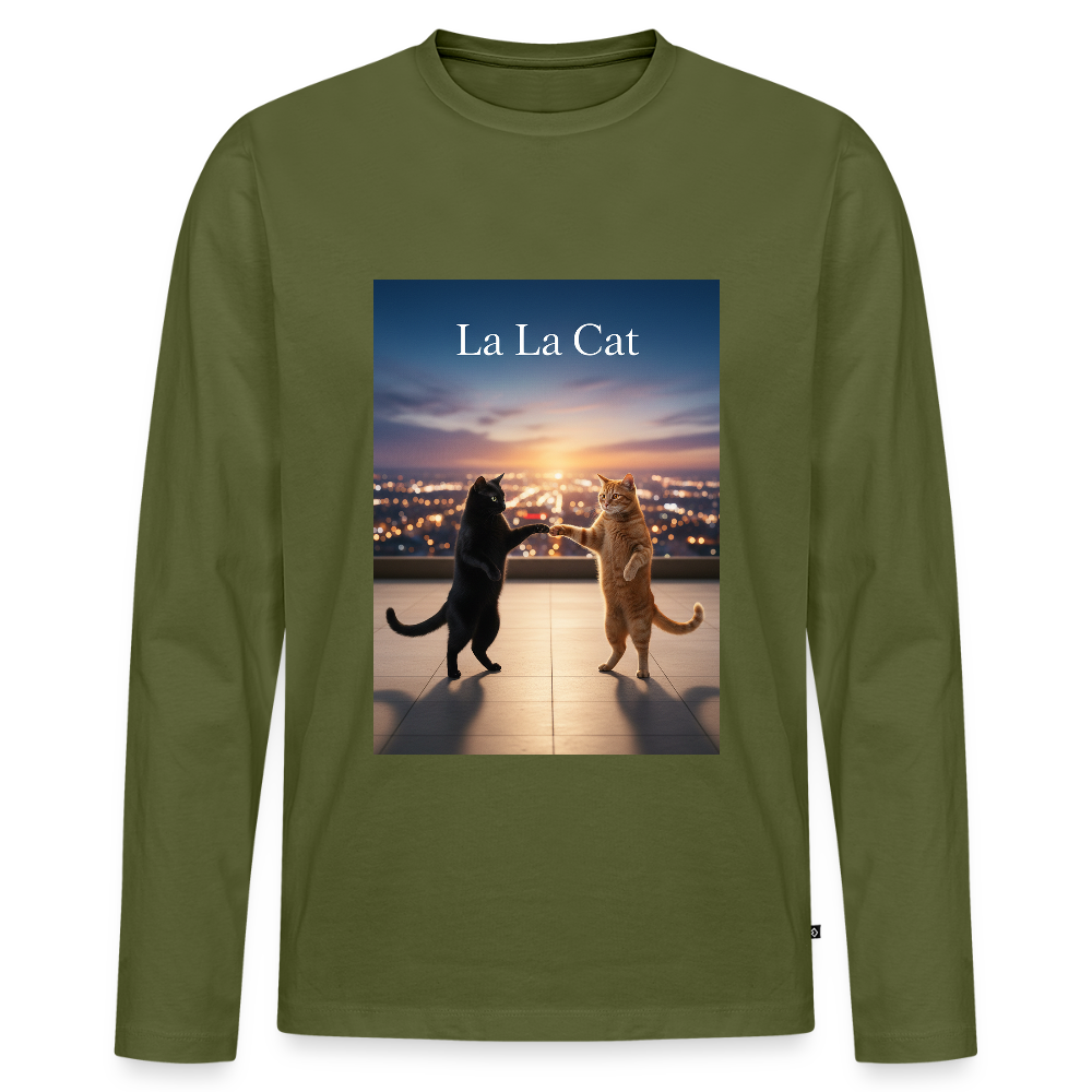 La La Cat – Tanz über den Dächern | Männer Premium Bio Langarmshirt - Khaki