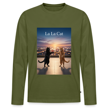La La Cat – Tanz über den Dächern | Männer Premium Bio Langarmshirt - Khaki