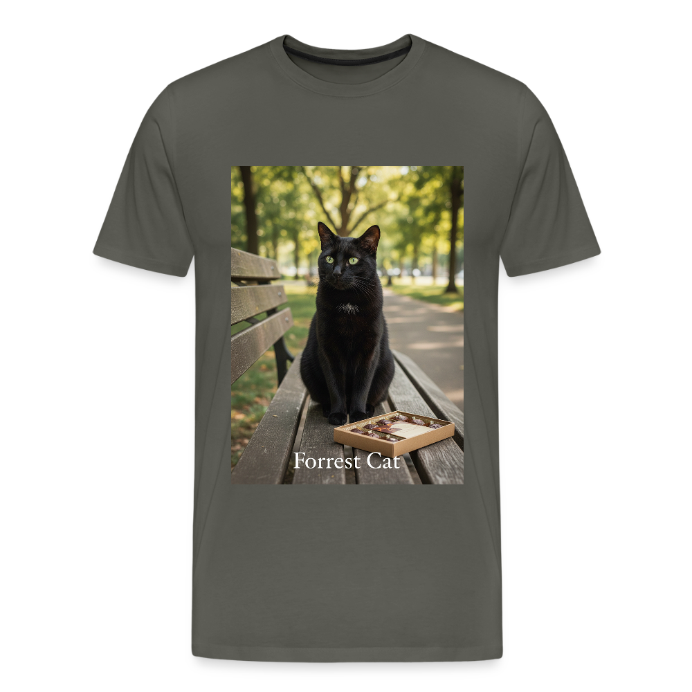 Forrest Cat – Krümel wartet | Männer Premium T-Shirt - Asphalt