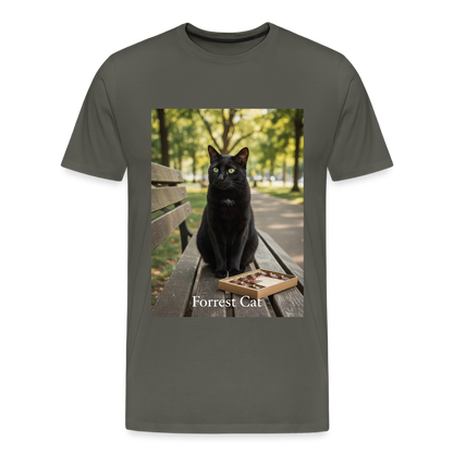 Forrest Cat – Krümel wartet | Männer Premium T-Shirt - Asphalt