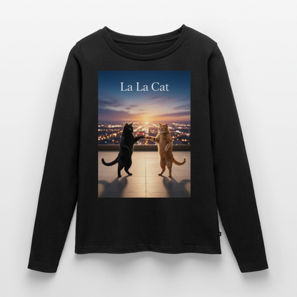 La La Cat – Tanz über den Dächern | Frauen Premium Bio Langarmshirt - Schwarz
