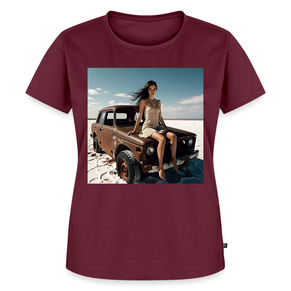 Warten auf irgendwas | Frauen Premium T-Shirt - Burgunderrot