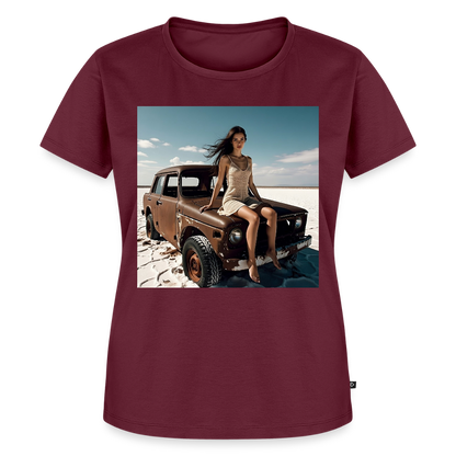 Warten auf irgendwas | Frauen Premium T-Shirt - Burgunderrot