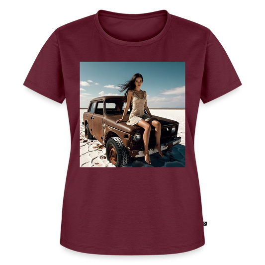 Warten auf irgendwas | Frauen Premium T-Shirt - Burgunderrot