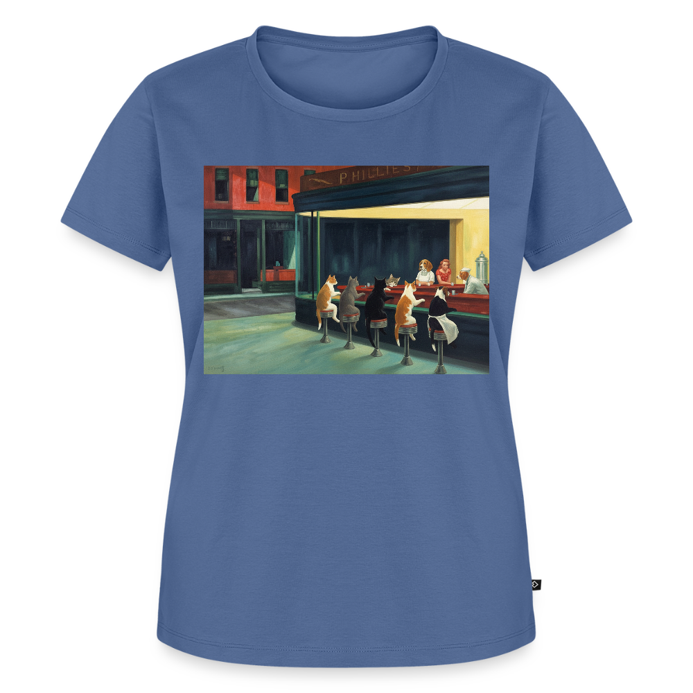 Wenn Hopper Katzen gemalt hätte | Frauen Premium T-Shirt - Taubenblau