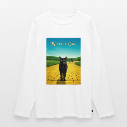 Wizard of Cats – Der gelbe Weg gehört Krümel | Männer Premium Bio Langarmshirt - Weiß