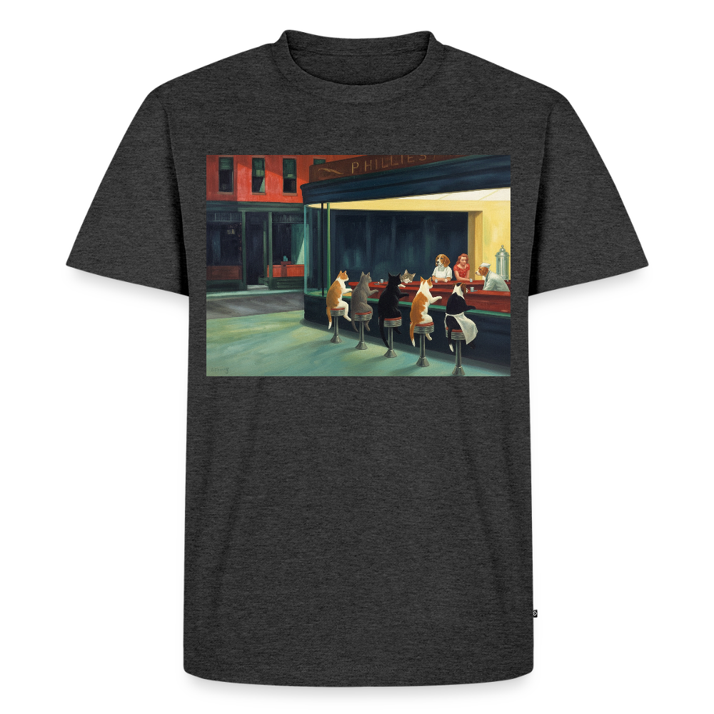 Wenn Hopper Katzen gemalt hätte | Männer Premium T-Shirt - Anthrazit meliert