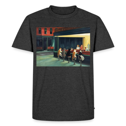 Wenn Hopper Katzen gemalt hätte | Männer Premium T-Shirt - Anthrazit meliert