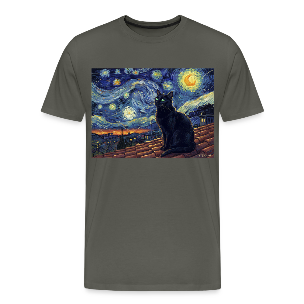 Sternennacht… aber die Katze denkt nach | Männer Premium T-Shirt - Asphalt