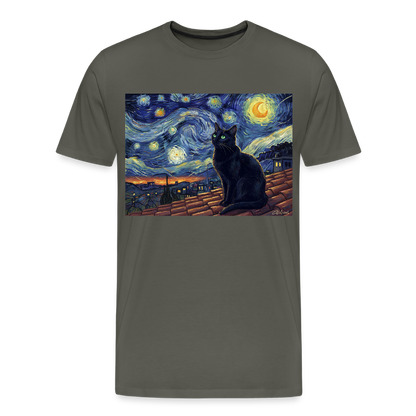 Sternennacht… aber die Katze denkt nach | Männer Premium T-Shirt - Asphalt