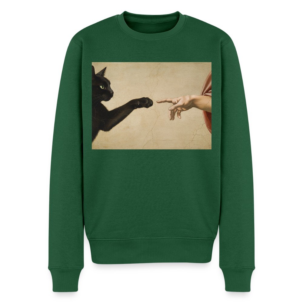 Die Erschaffung Adams… aber die Katze war schneller |  Männer Premium Pullover - Flaschengrün