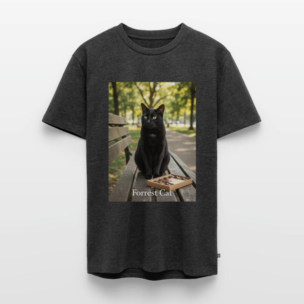 Forrest Cat – Krümel wartet | Männer Premium T-Shirt - Anthrazit meliert