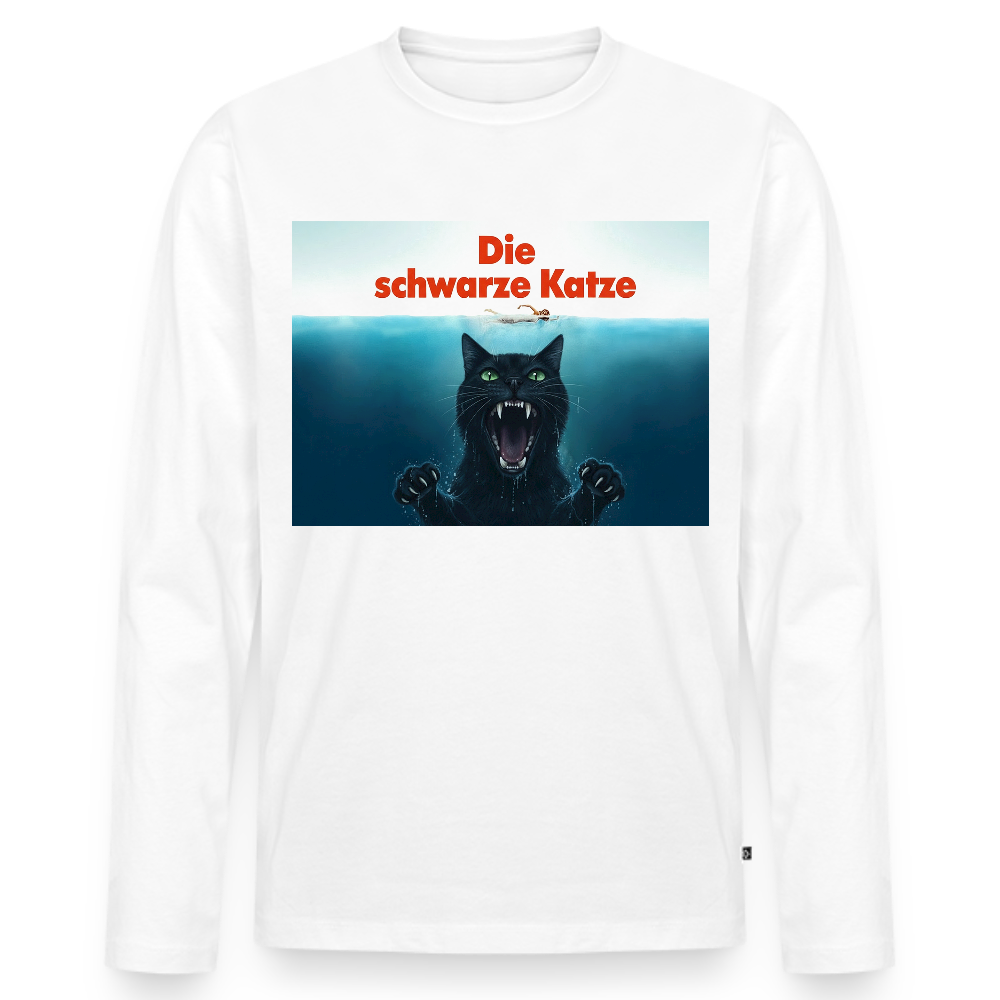 Die schwarze Katze – Krümel taucht auf | Männer Premium Bio Langarmshirt - Weiß