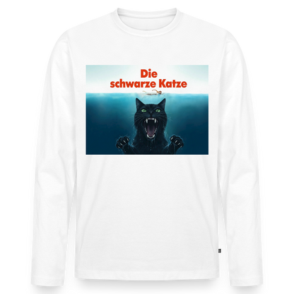 Die schwarze Katze – Krümel taucht auf | Männer Premium Bio Langarmshirt - Weiß