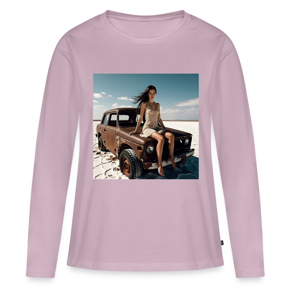 Warten auf irgendwas | Frauen Premium Bio Langarmshirt - Altrosa