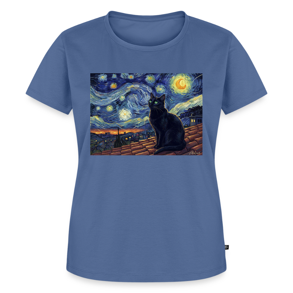 Sternennacht… aber die Katze denkt nach | Frauen Premium T-Shirt - Taubenblau