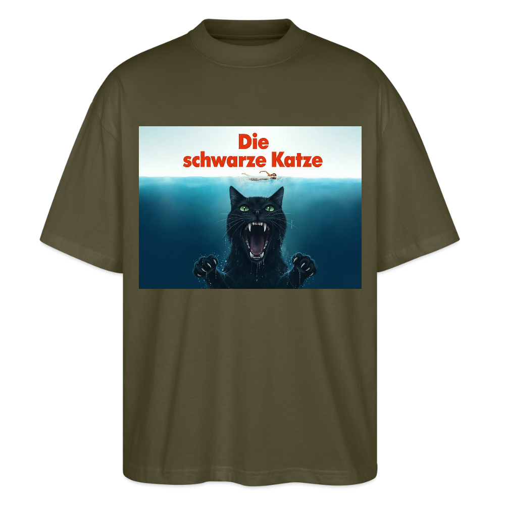 Die schwarze Katze – Krümel taucht auf  | Stanley/Stella Oversized Unisex Bio T-Shirt Blaster - Khaki