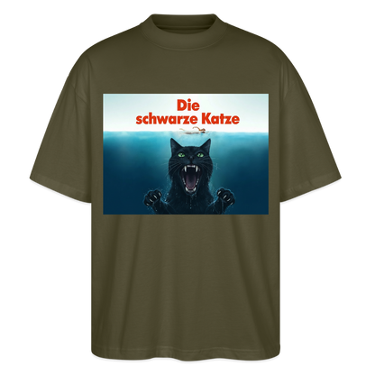 Die schwarze Katze – Krümel taucht auf  | Stanley/Stella Oversized Unisex Bio T-Shirt Blaster - Khaki