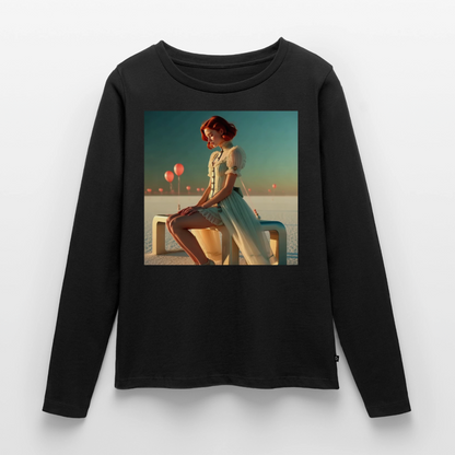 Leise Gedanken bei lauter Farben | Frauen Premium Bio Langarmshirt - Schwarz