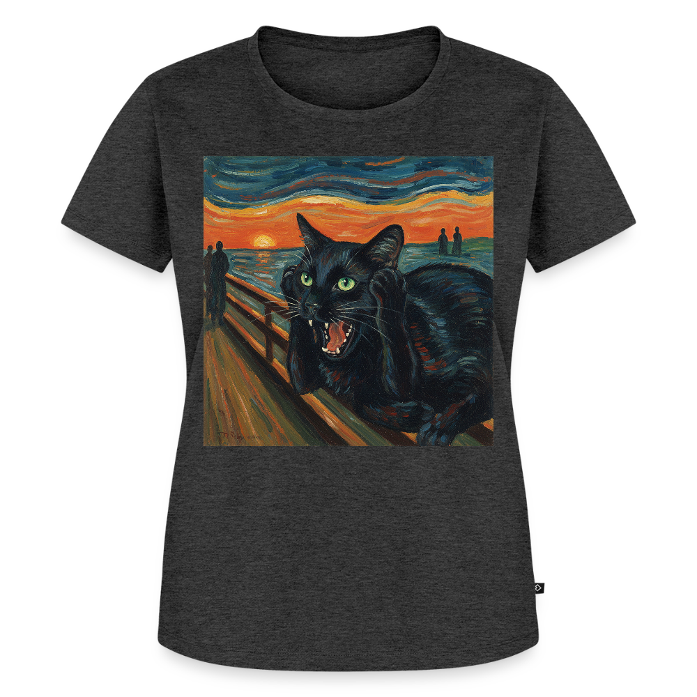 Der Schrei… aber die Katze hat’s zuerst gemerkt | Frauen Premium T-Shirt - Anthrazit meliert