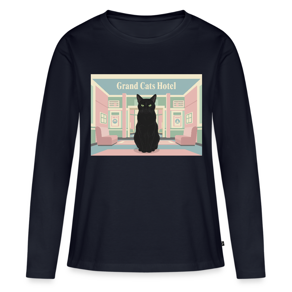 Grand Hotel Krümel | Frauen Premium Bio Langarmshirt - Navy
