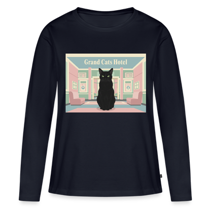 Grand Hotel Krümel | Frauen Premium Bio Langarmshirt - Navy