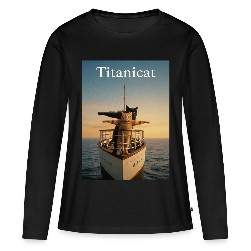 Titanicat – Ich bin der König der Kratzbäume | Frauen Premium Bio Langarmshirt - Schwarz