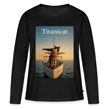 Titanicat – Ich bin der König der Kratzbäume | Frauen Premium Bio Langarmshirt - Schwarz