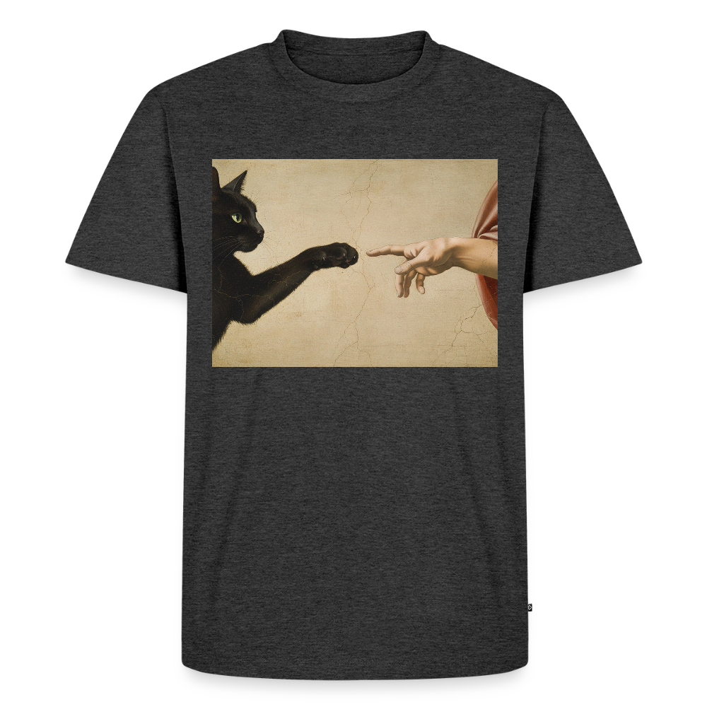 Die Erschaffung Adams… aber die Katze war schneller | Männer Premium T-Shirt - Anthrazit meliert