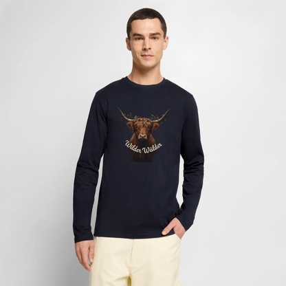 Wilder Wälder – Schwarzwald Highland Rind | Männer Premium Bio Langarmshirt - Navy